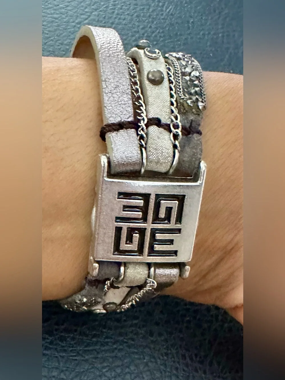 Silver Geometric Square Pendant Necklace for Men